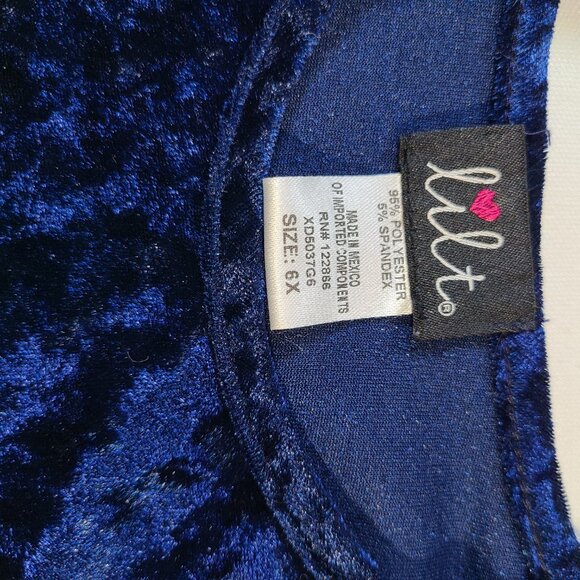 Girls Lilt Blue Long Sleeve Crush Velvet Midi Dress 6x - C046 - Picture 2 of 7